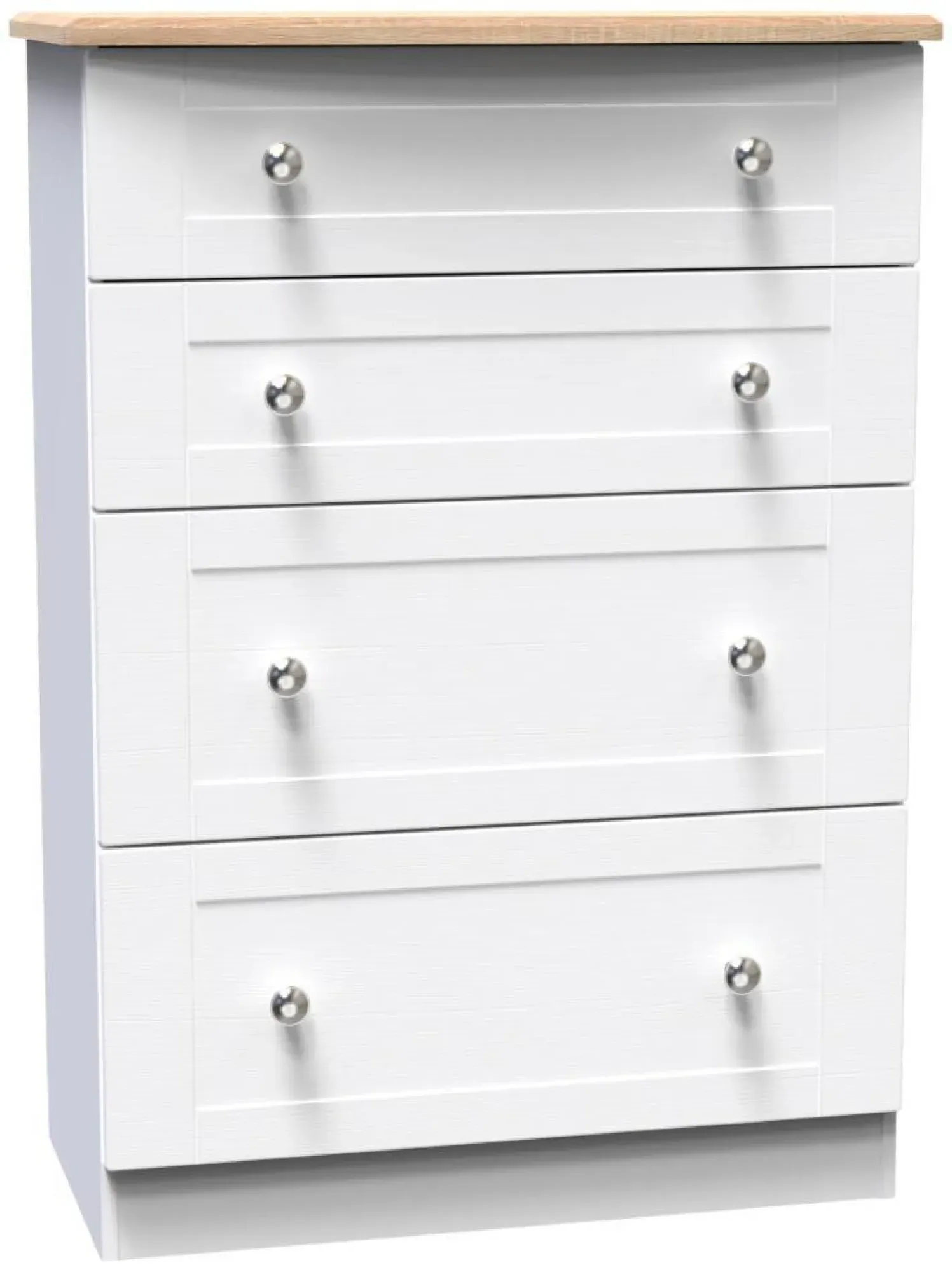 Sussex 4 Drawer Deep Chest - White, Oak Effect