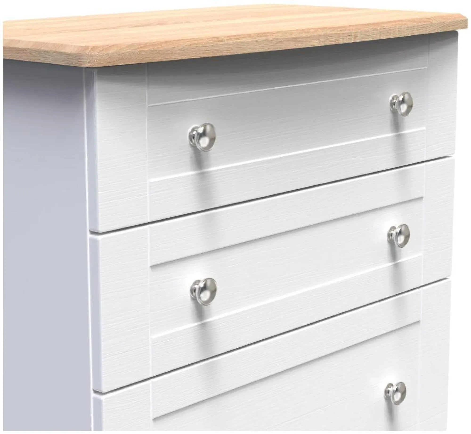 Sussex 4 Drawer Deep Chest - White, Oak Effect