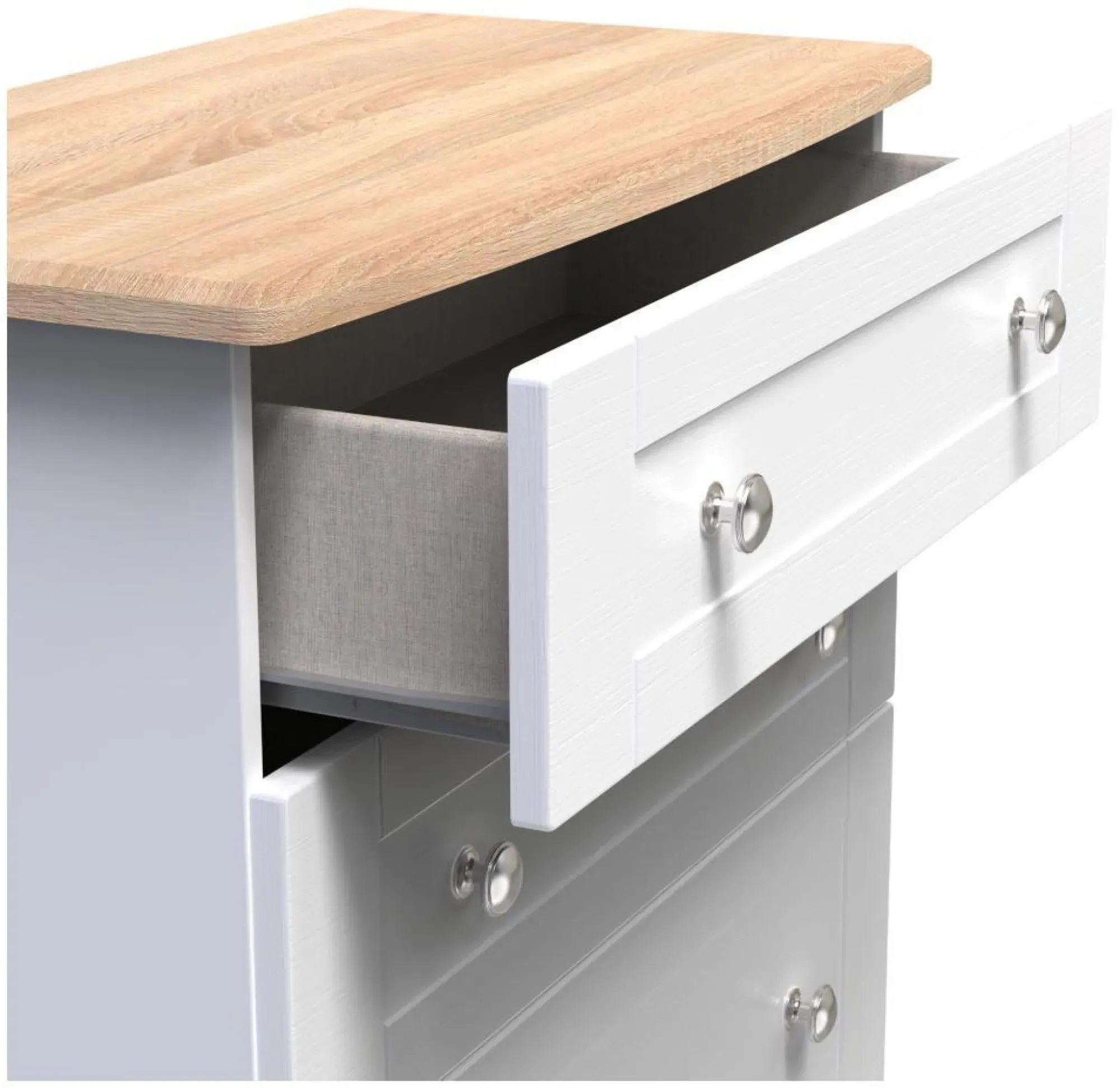 Sussex 4 Drawer Deep Chest - White, Oak Effect