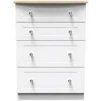 Sussex 4 Drawer Deep Chest - White, Oak Effect