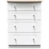 Sussex 4 Drawer Deep Chest - White, Oak Effect
