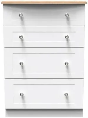 Sussex 4 Drawer Deep Chest - White, Oak Effect image