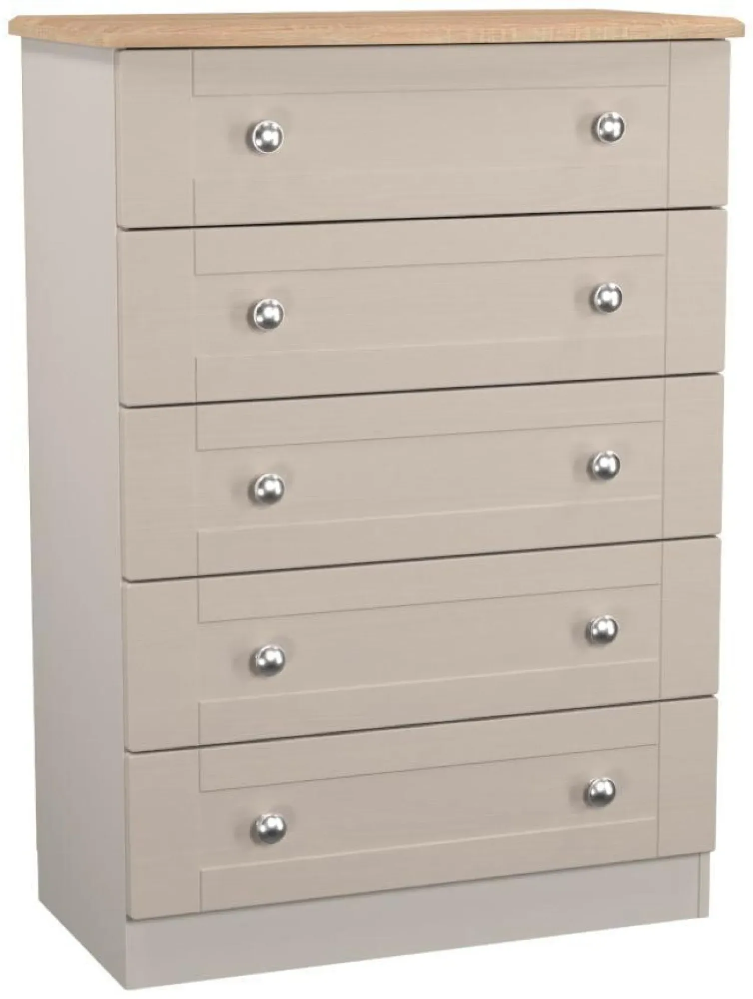 Sussex 5 Drawer Chest - Cashmere, Oak