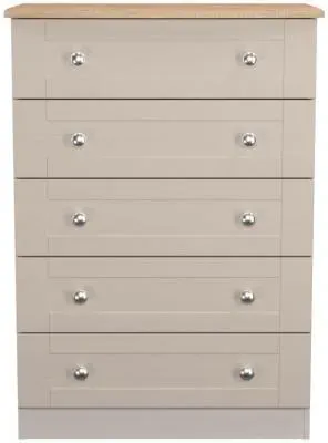 Sussex 5 Drawer Chest - Cashmere, Oak