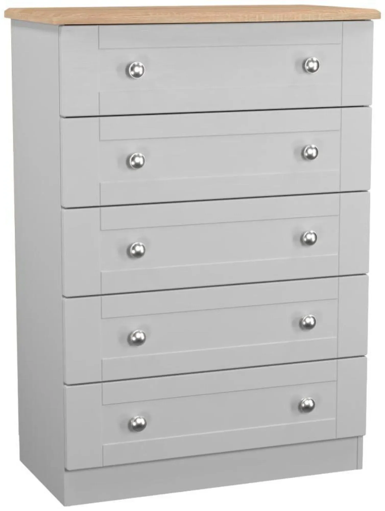 Sussex 5 Drawer Chest - Grey, Oak
