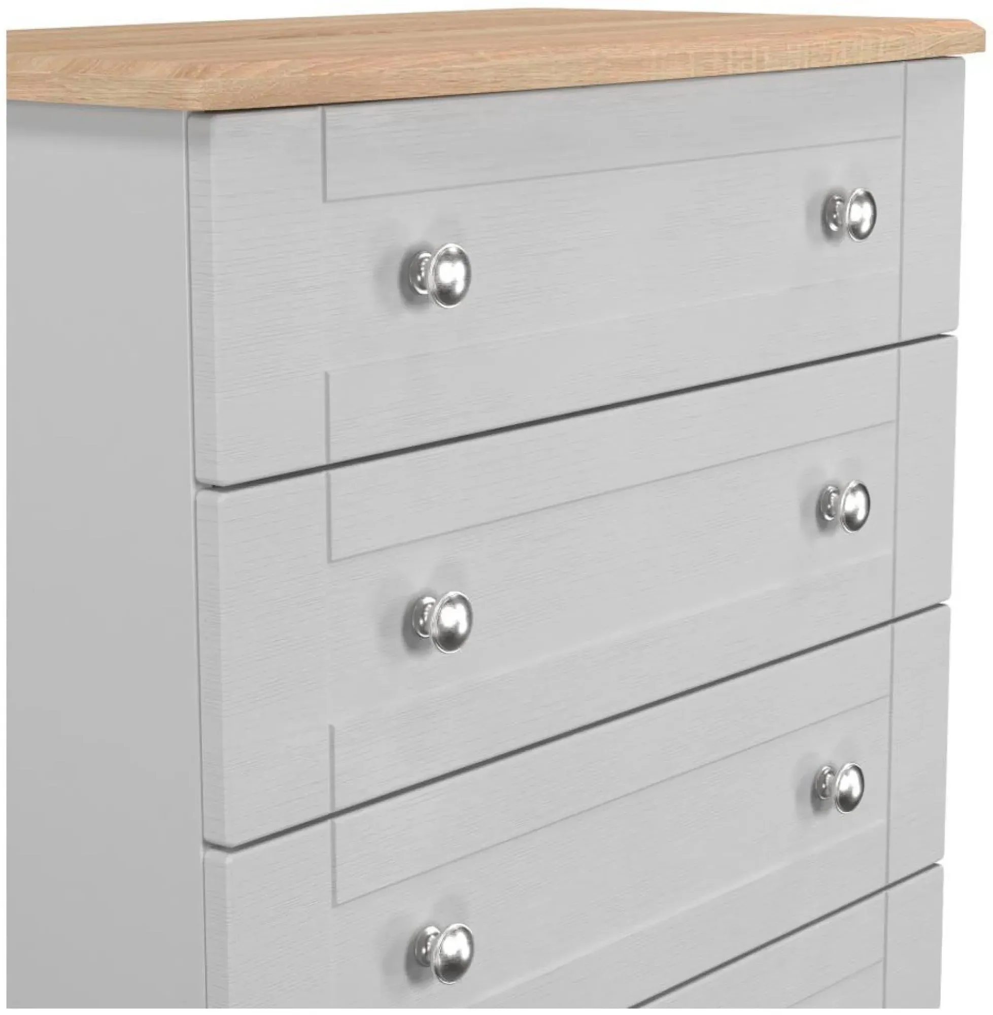 Sussex 5 Drawer Chest - Grey, Oak