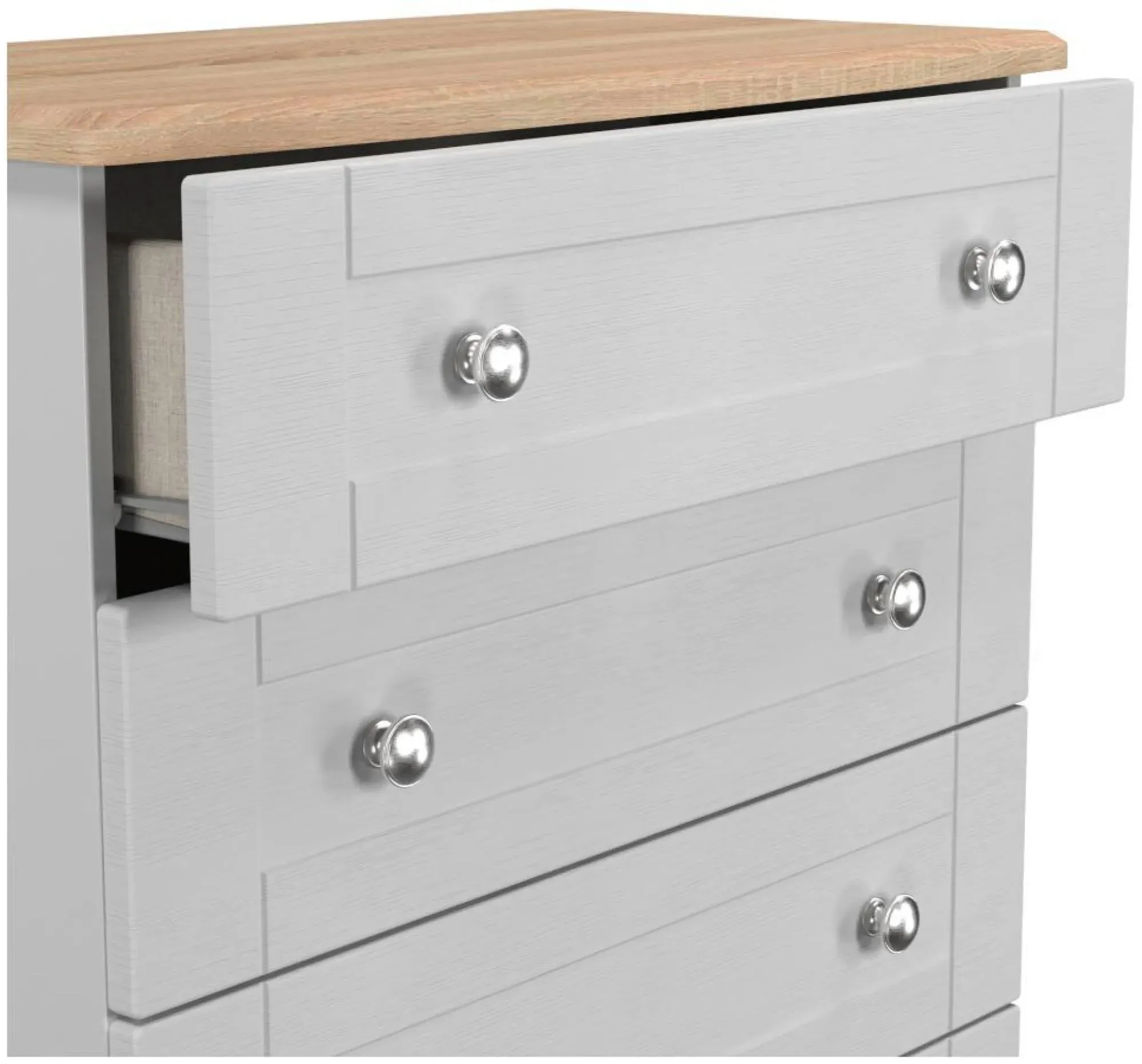 Sussex 5 Drawer Chest - Grey, Oak