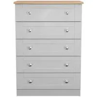 Sussex 5 Drawer Chest - Grey, Oak