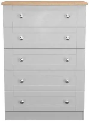Sussex 5 Drawer Chest - Grey, Oak