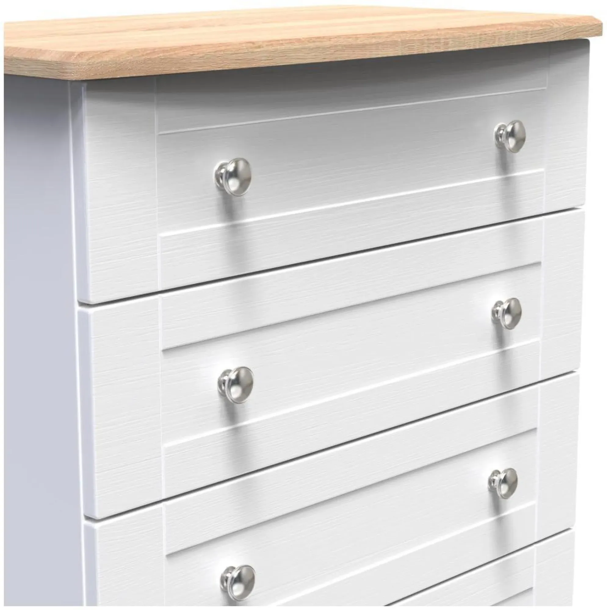 Sussex 5 Drawer Chest - White, Oak Effect