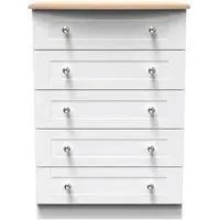 Sussex 5 Drawer Chest - White, Oak Effect