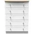 Sussex 5 Drawer Chest - White, Oak Effect