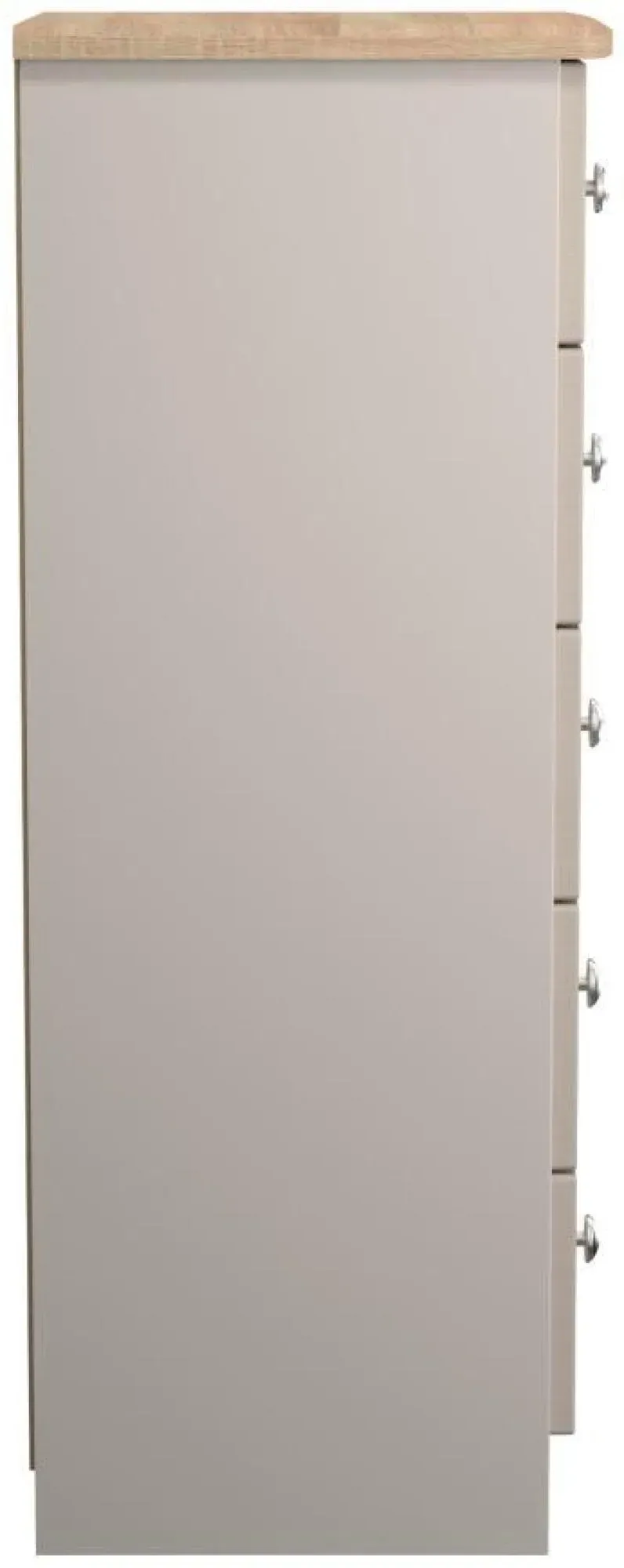 Sussex 5 Drawer Narrow Chest - Cashmere, Oak