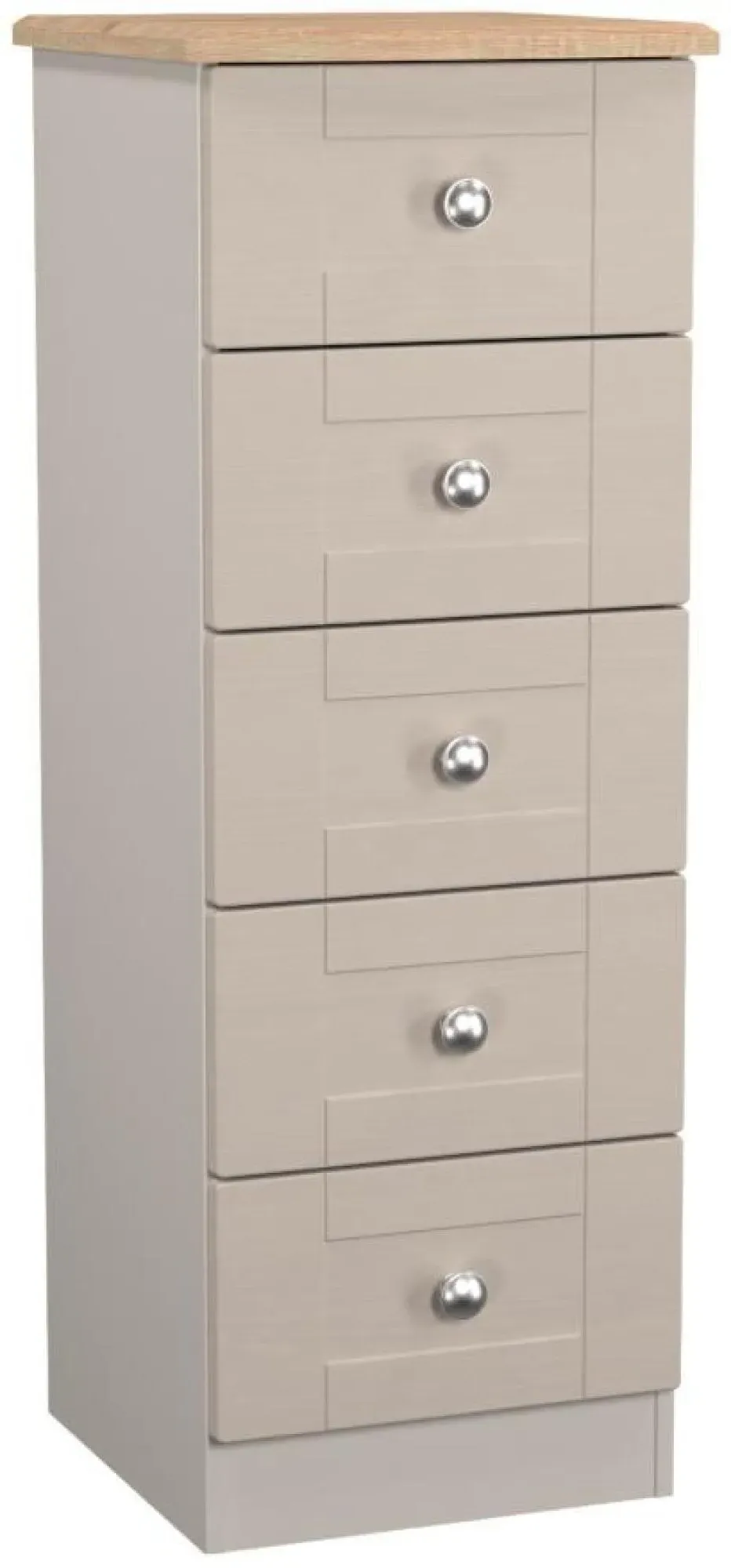 Sussex 5 Drawer Narrow Chest - Cashmere, Oak