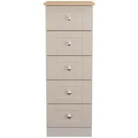 Sussex 5 Drawer Narrow Chest - Cashmere, Oak