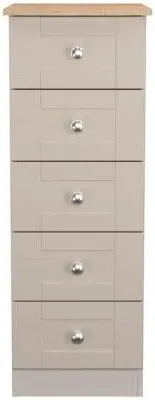Sussex 5 Drawer Narrow Chest - Cashmere, Oak image