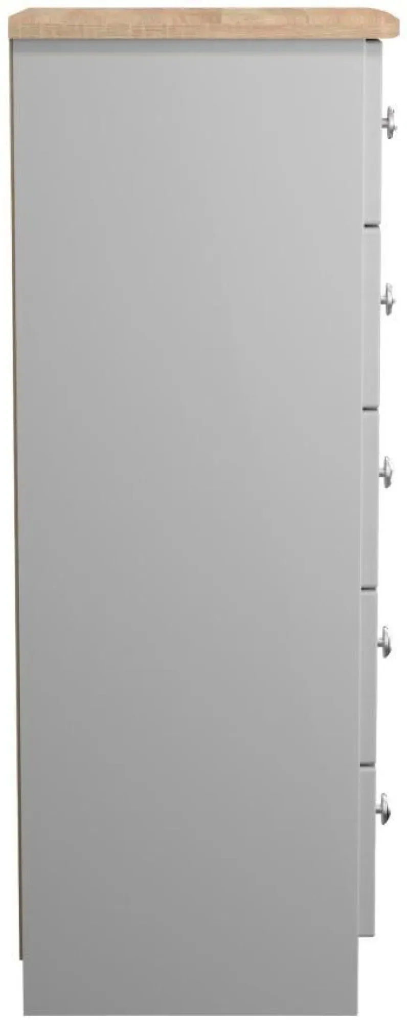 Sussex 5 Drawer Narrow Chest - Grey, Oak