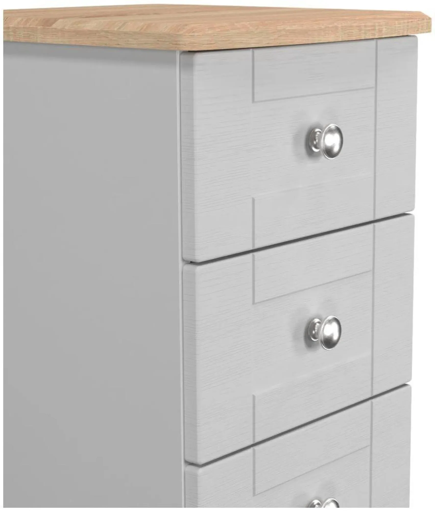 Sussex 5 Drawer Narrow Chest - Grey, Oak