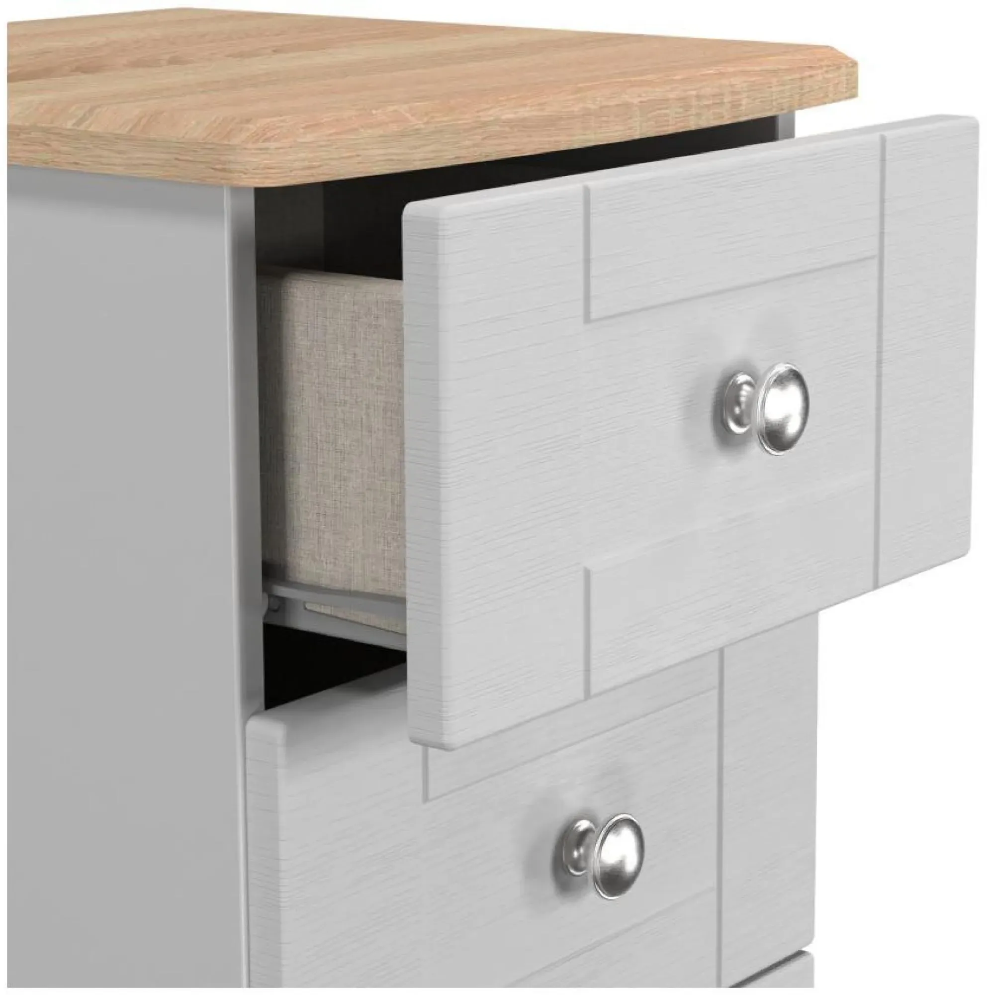 Sussex 5 Drawer Narrow Chest - Grey, Oak