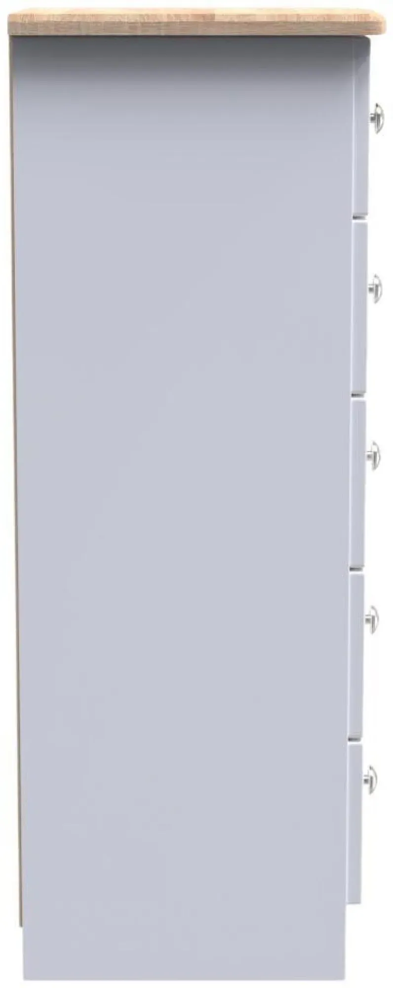 Sussex 5 Drawer Narrow Chest - White, Oak Effect