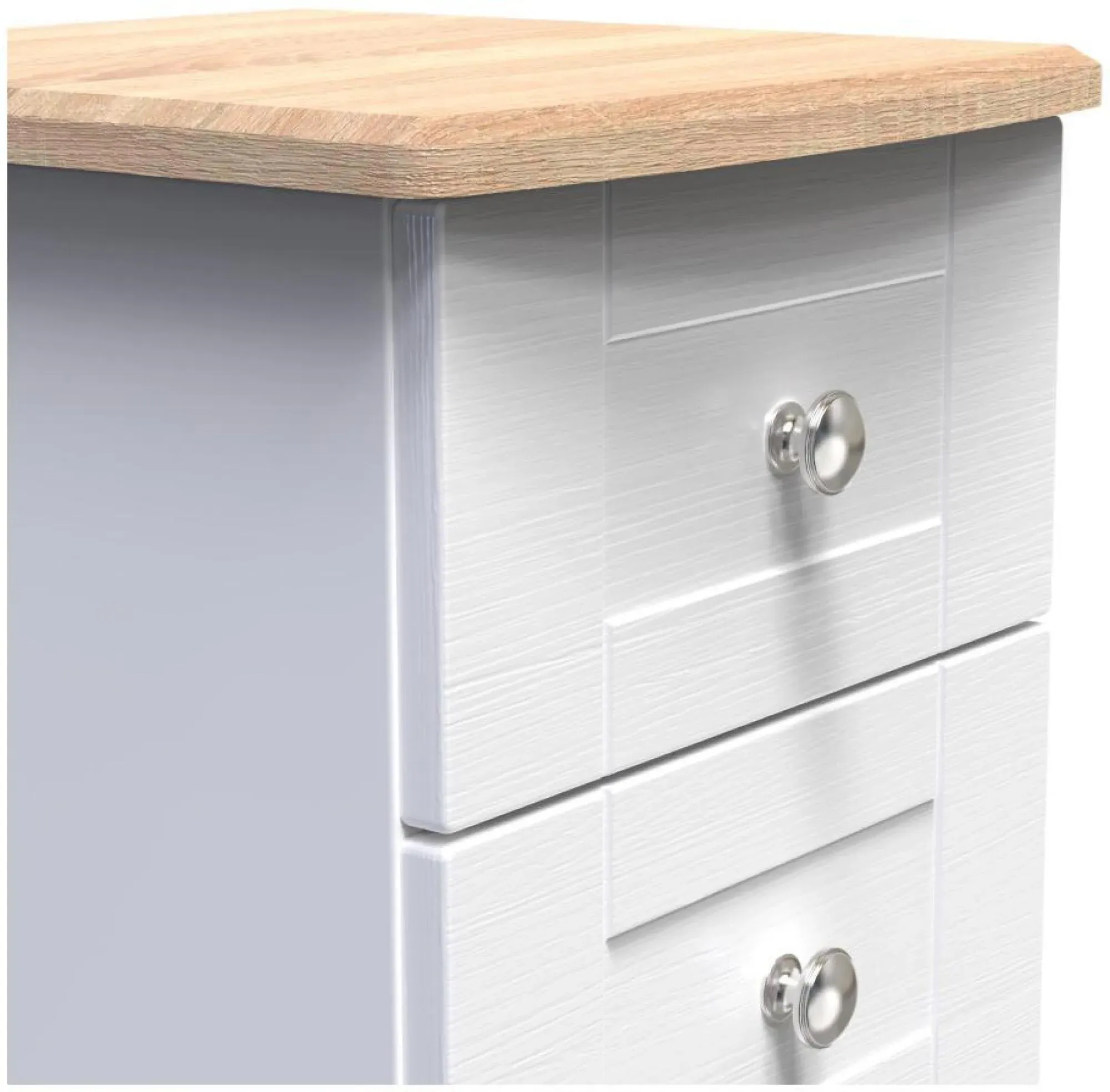 Sussex 5 Drawer Narrow Chest - White, Oak Effect