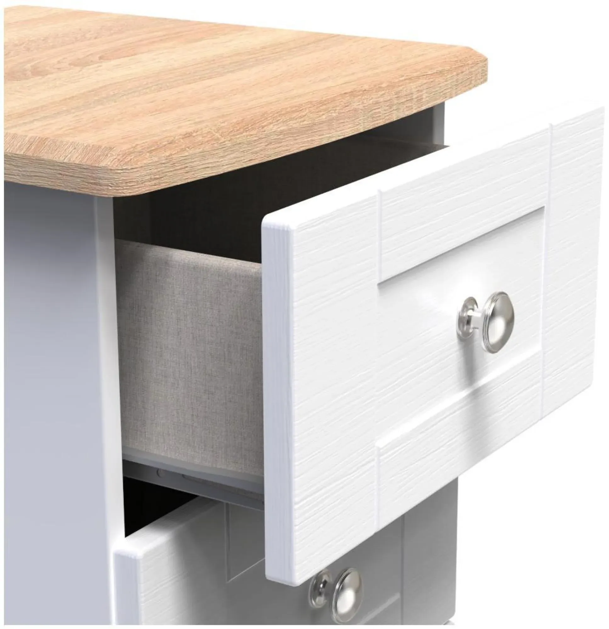 Sussex 5 Drawer Narrow Chest - White, Oak Effect