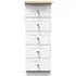 Sussex 5 Drawer Narrow Chest - White, Oak Effect