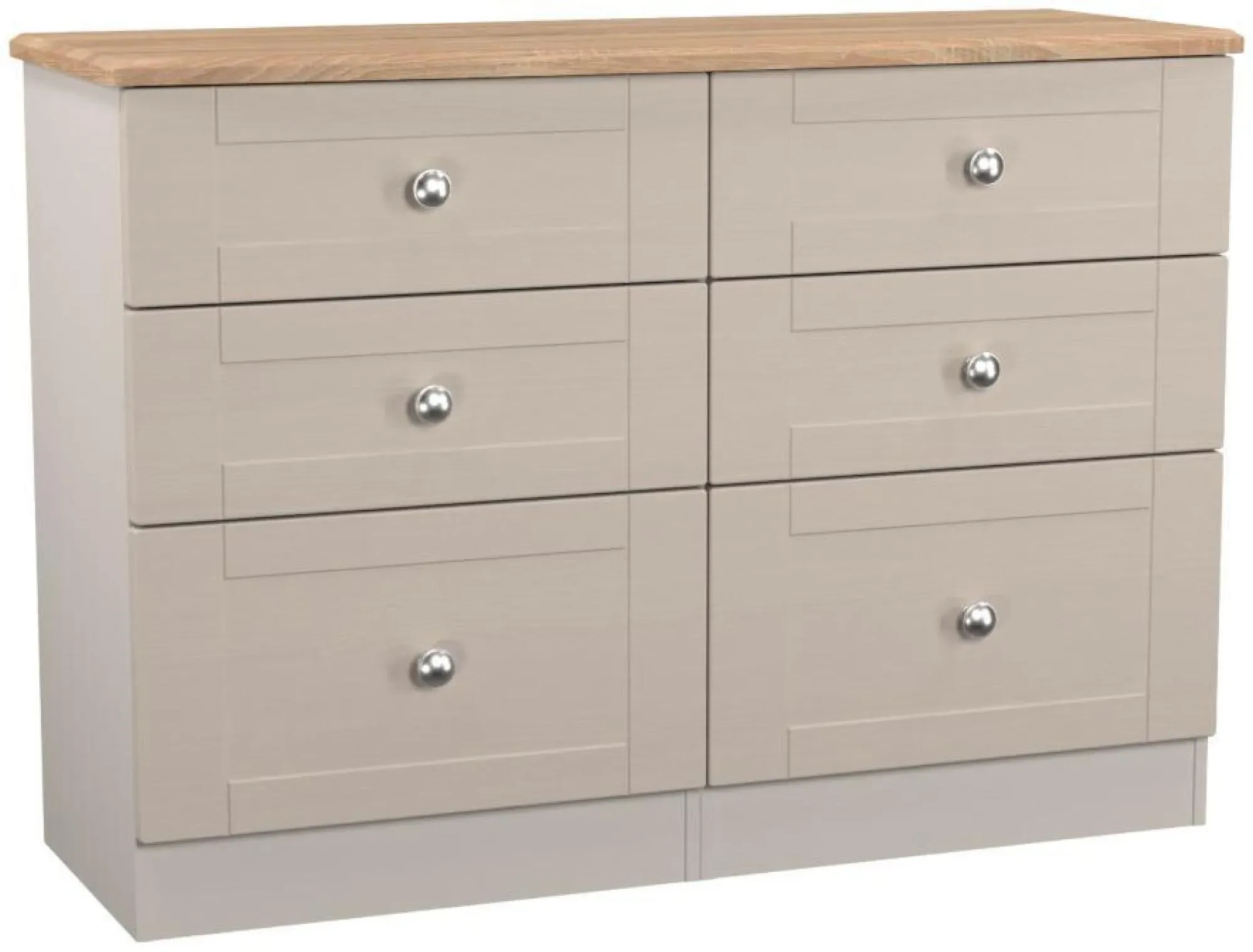 Sussex 6 Drawer Midi Chest - Cashmere, Oak