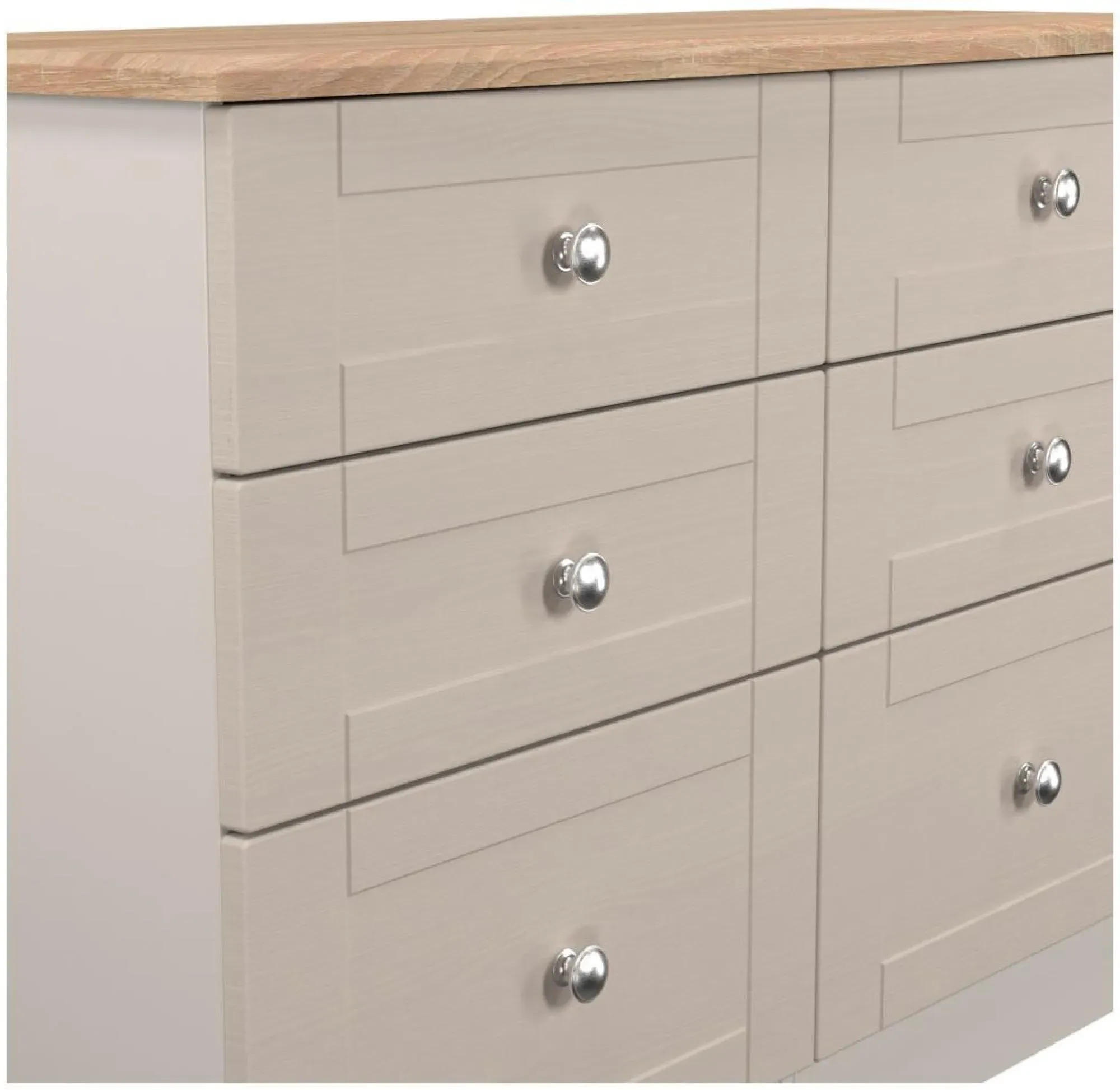 Sussex 6 Drawer Midi Chest - Cashmere, Oak