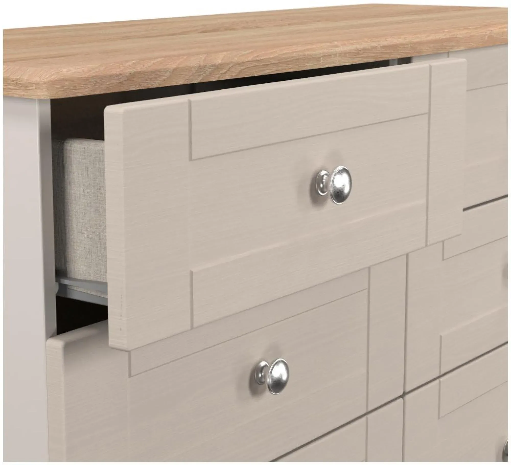 Sussex 6 Drawer Midi Chest - Cashmere, Oak