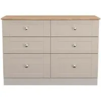 Sussex 6 Drawer Midi Chest - Cashmere, Oak
