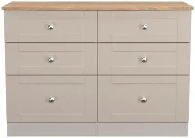 Sussex 6 Drawer Midi Chest - Cashmere, Oak
