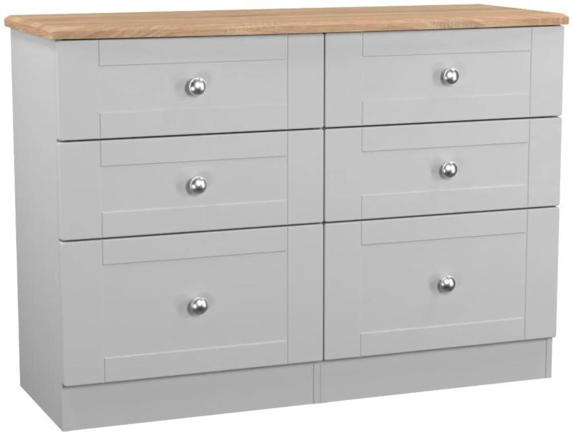 Sussex 6 Drawer Midi Chest - Grey, Oak