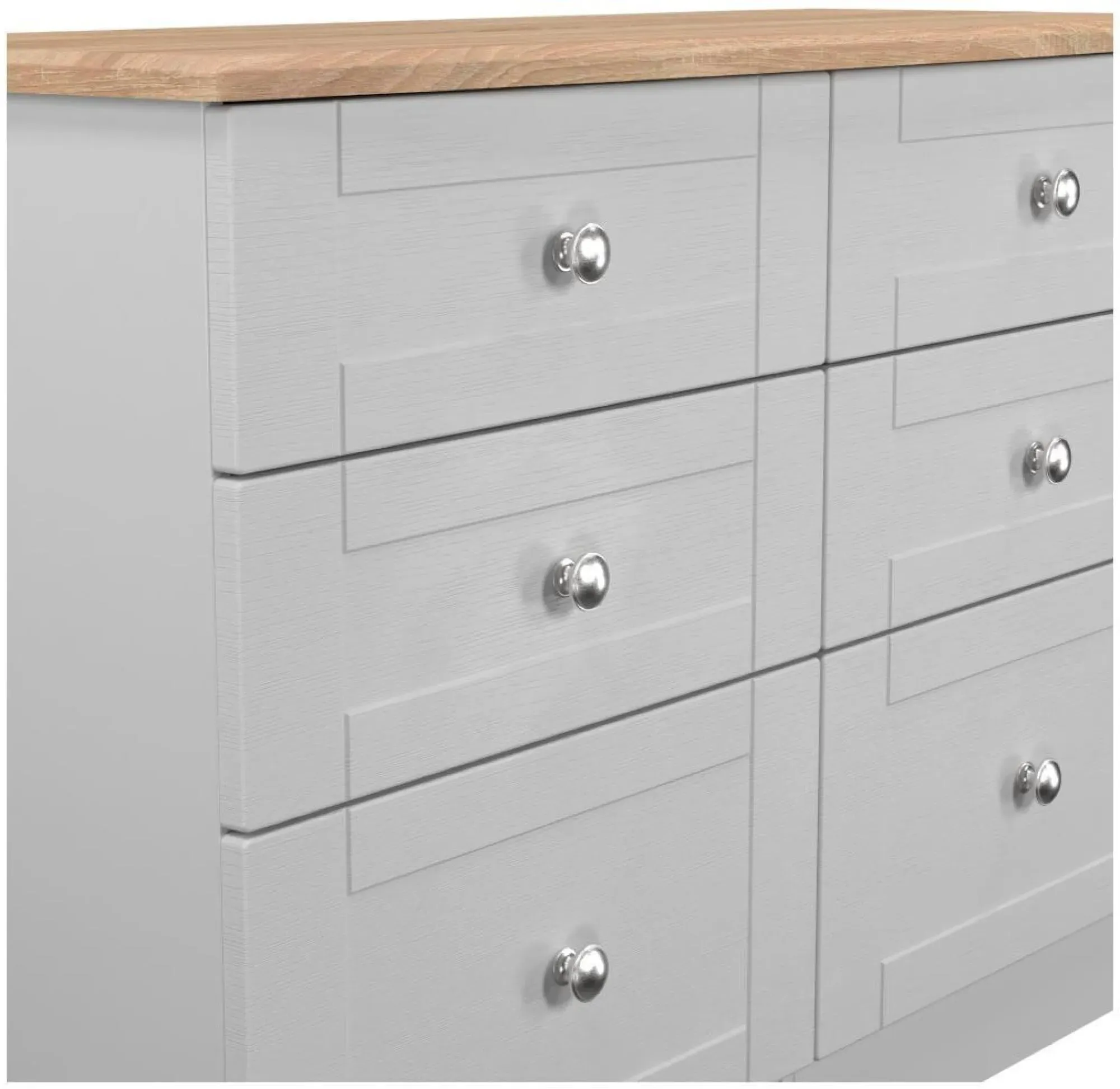 Sussex 6 Drawer Midi Chest - Grey, Oak