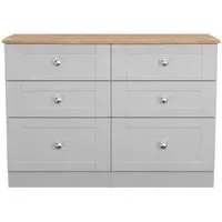 Sussex 6 Drawer Midi Chest - Grey, Oak