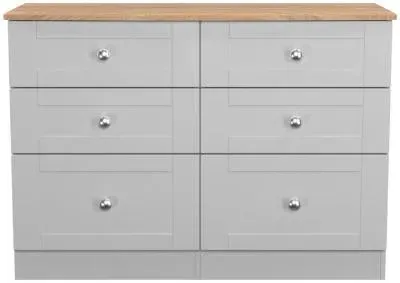 Sussex 6 Drawer Midi Chest - Grey, Oak