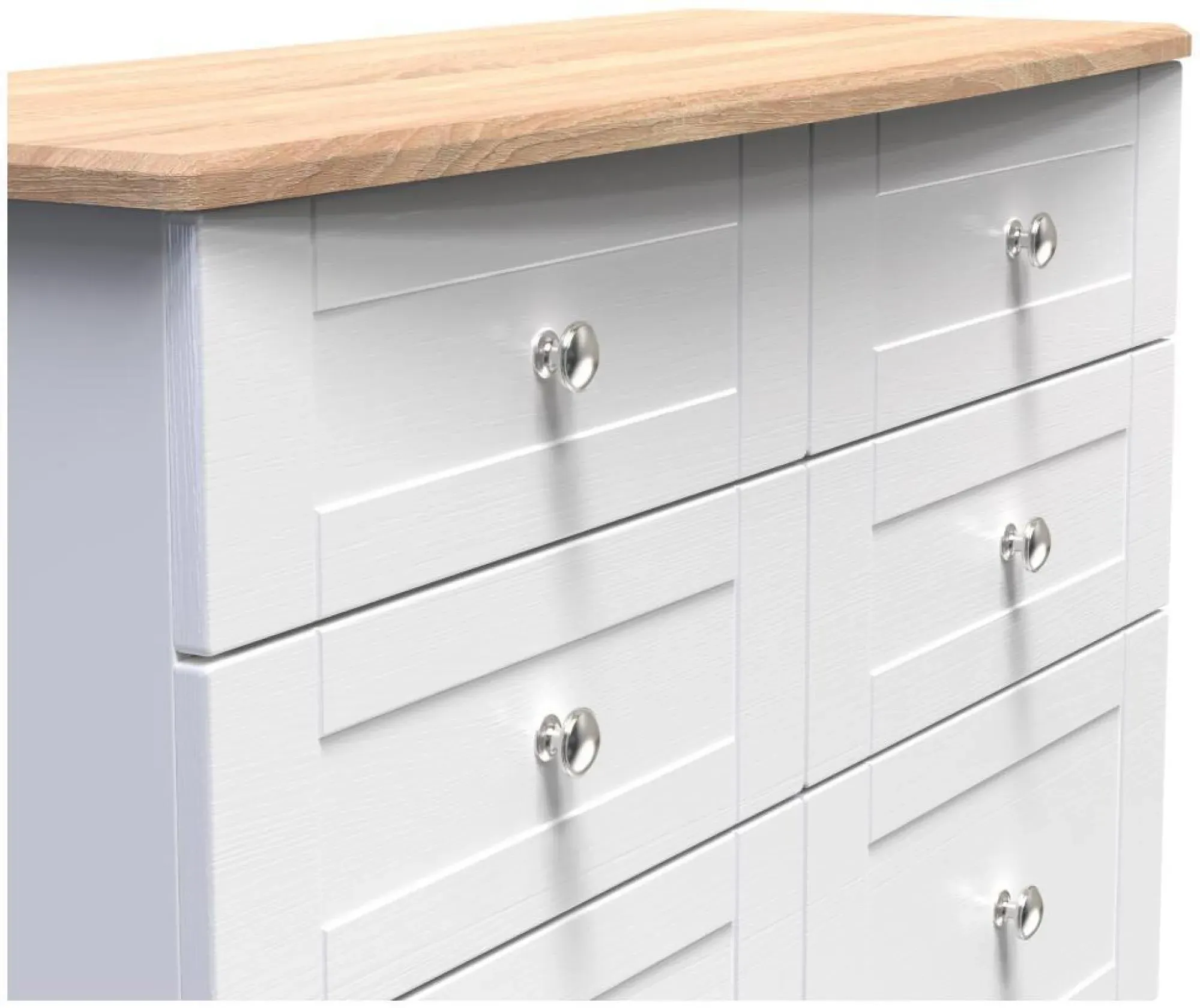Sussex 6 Drawer Midi Chest - White, Oak Effect