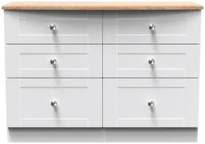 Sussex 6 Drawer Midi Chest - White, Oak Effect image