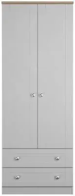 Sussex Double Wardrobe with 2 Drawers - Grey, Oak