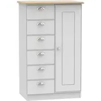 Victoria 1 Door Wardrobe - Grey, Oak