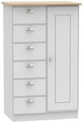 Victoria 1 Door Wardrobe - Grey, Oak