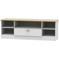 Victoria 145cm Wide TV Unit - Grey, Riviera Oak