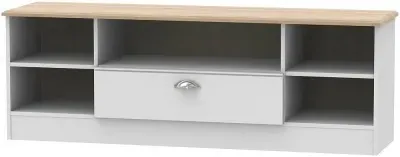 Victoria 145cm Wide TV Unit - Grey, Riviera Oak