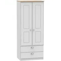 Victoria 2 Door 2 Drawer Double Wardrobe - Grey, Oak