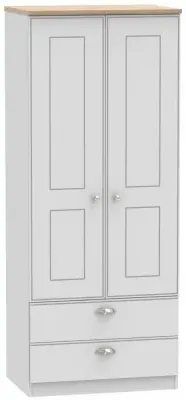 Victoria 2 Door 2 Drawer Double Wardrobe - Grey, Oak