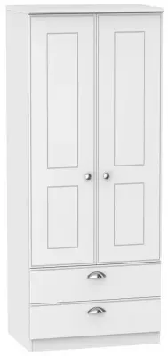 Victoria 2 Door 2 Drawer Double Wardrobe - White Ash image
