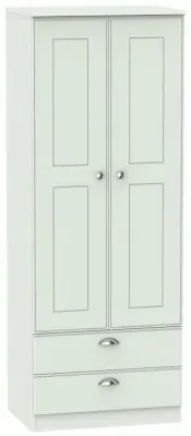 Victoria 2 Door 2 Drawer Tall Wardrobe - Grey