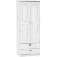 Victoria 2 Door 2 Drawer Tall Wardrobe - White Ash