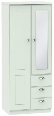 Victoria 2 Door Combi Wardrobe with Mirror & 3 Drawers - Grey