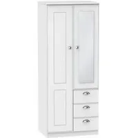 Victoria 2 Door Combi Wardrobe with Mirror - White Ash